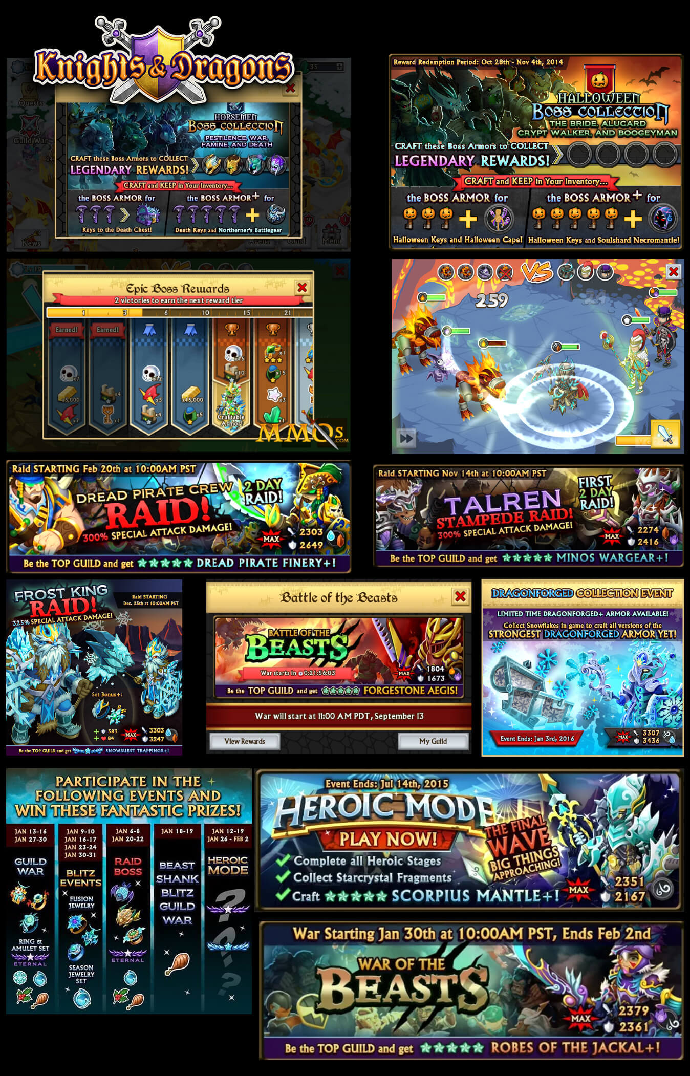 Knights and Dragons UI screens